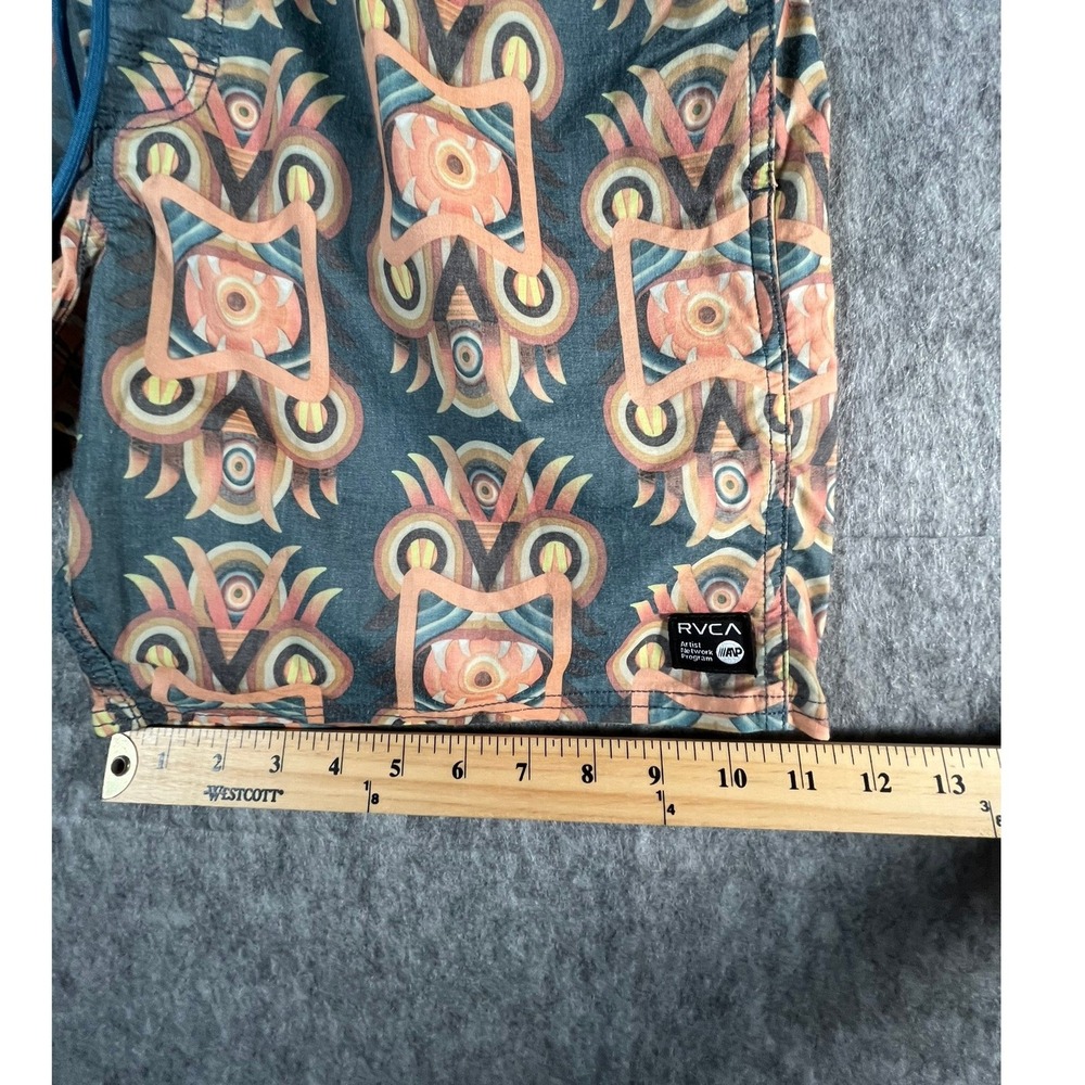 RVCA Mens L Shorts Orange Gray Print 6" inseam - Picture 9 of 10
